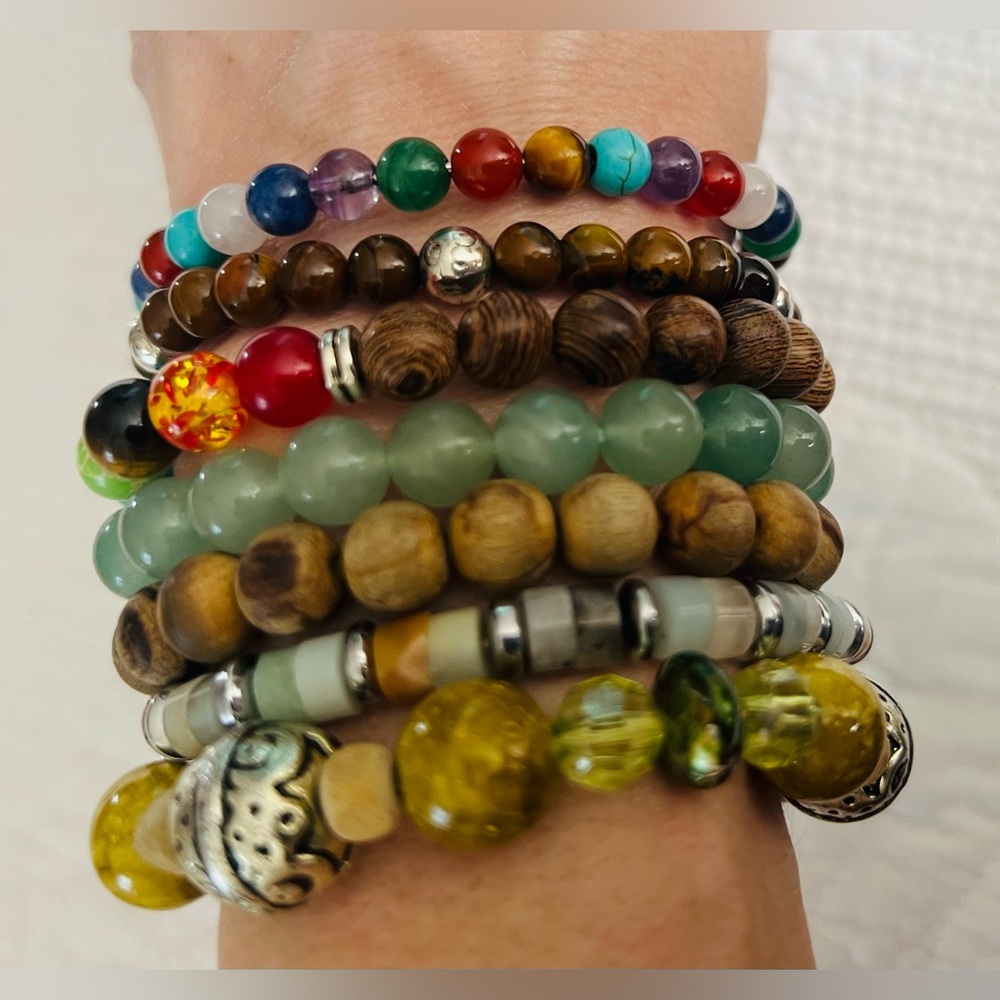 A Variety of Seven Beaded Bracelets